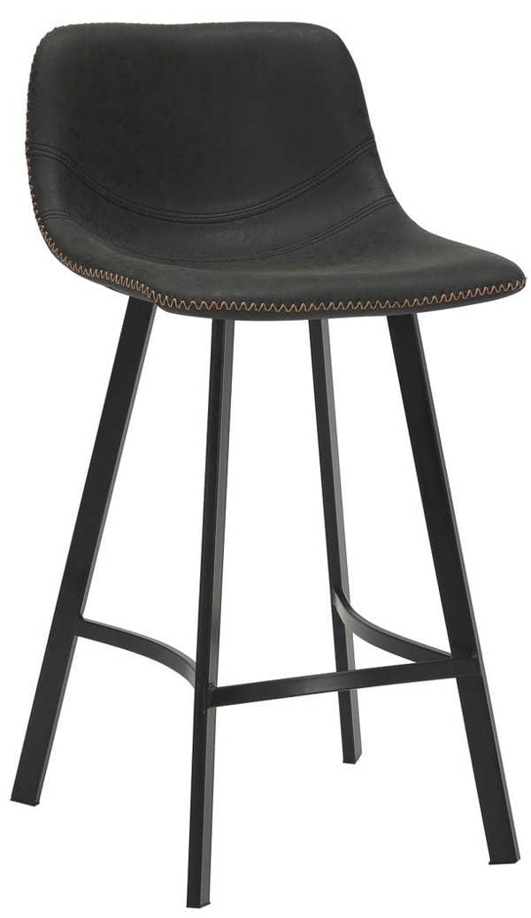 Lamboro Antico Fixed Height Bar Stool 66cm with Faux Leather Seat & Metal Legs
