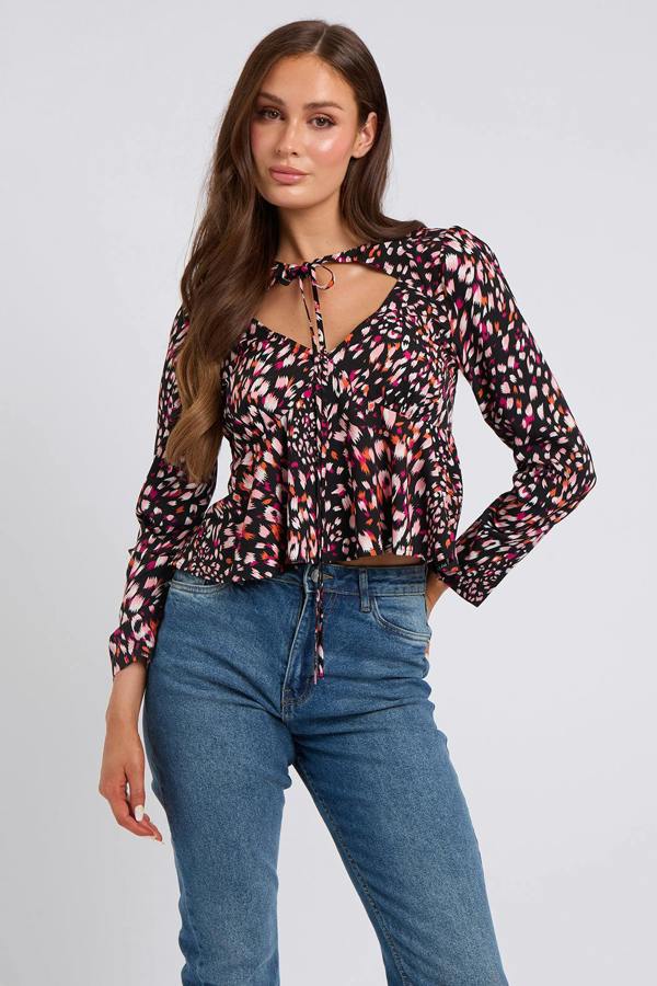 Urban Bliss Tulipa Cut Out Tie Neck Top