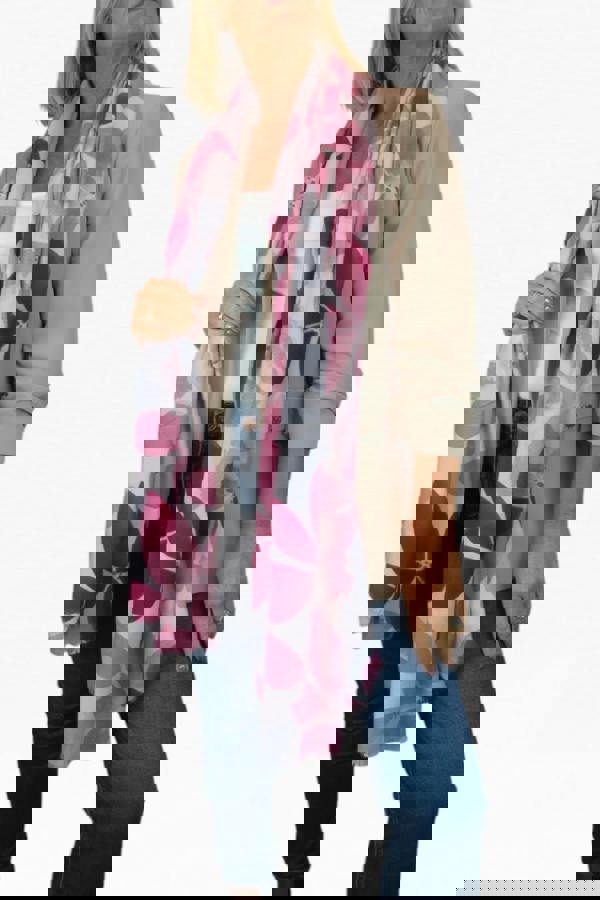 Paulo Due Large Leaf Design Wool Blend Pashmina Scarf