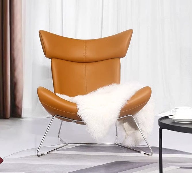 Imola Chair And Ottoman, Brown with Frame Base, Clearance-Weilai-Weilai Concept