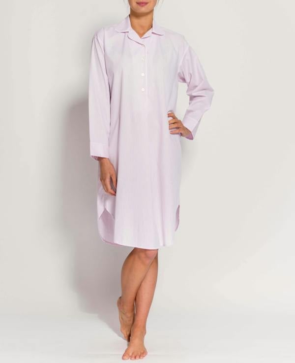 Women's Shell Pink Satin Stripe Nightshirt - British Boxers