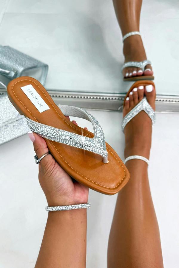 Love Lemonade Crystal Cove Flip Flops Silver