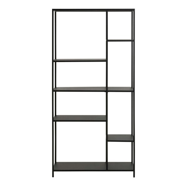 Wyld Haus Graz Matt Black Metal Asymmetrical Bookcase 6 Shelves