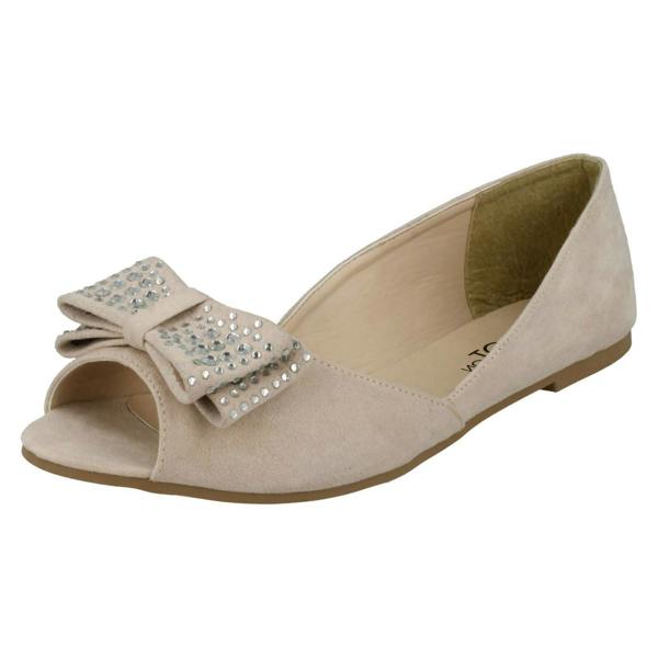 Spot On Ladies Spot On Peep Toe Ballerinas
