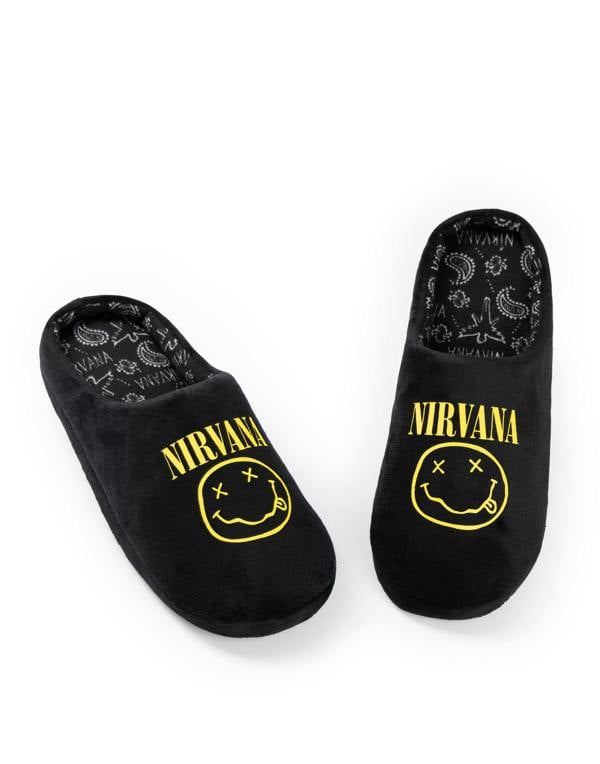 Nirvana Unisex Black Logo Mule Slippers
