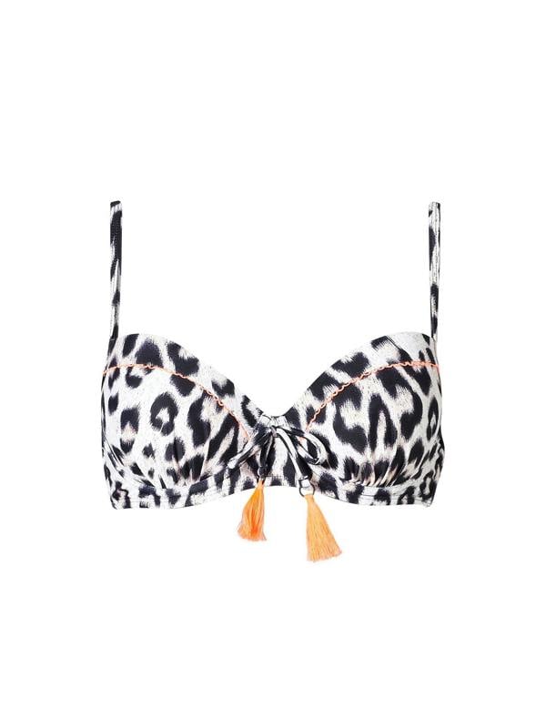 Leopard Underwired Tie Detail Bikini Top