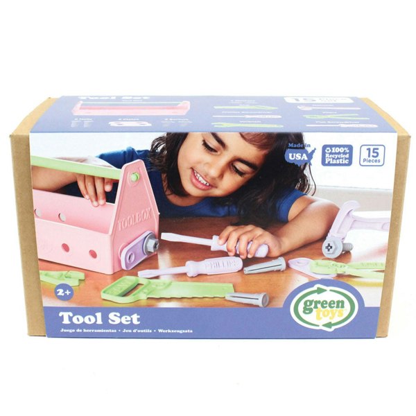 Green Toys Pink 15 Piece Tool Set - Made From 100% Recycled Plastic