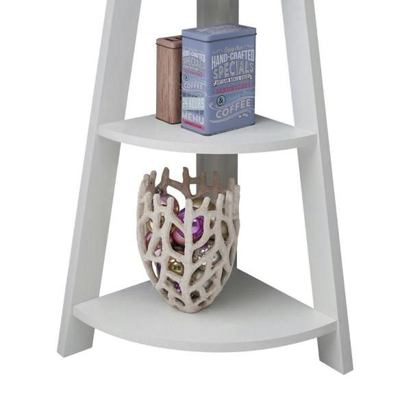 Timber Art Design Riva Scandinavian Retro 5 Tier Corner Ladder Bookcase Shelf Unit