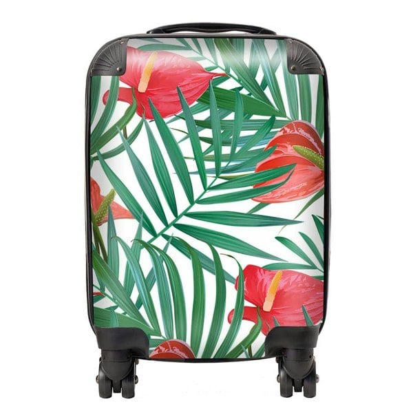 Warren Reed Tropical Flowers And Palm Leaves Suitcase