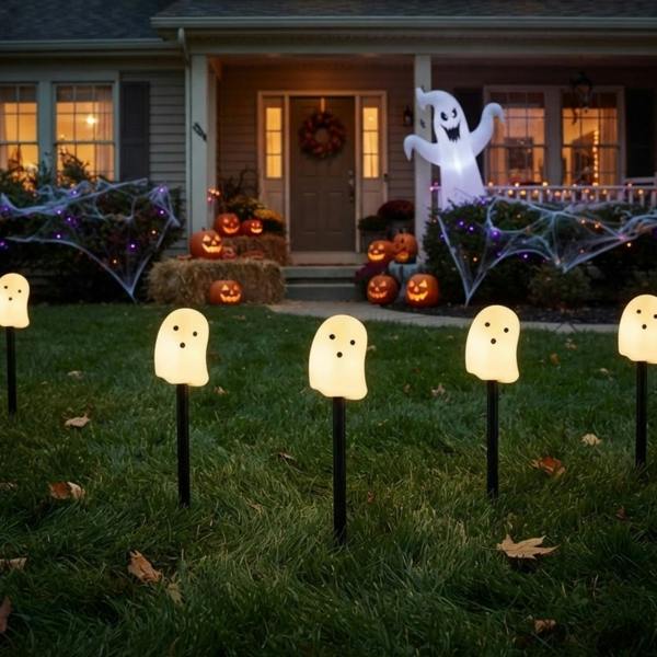 Garden Greatness 5 Pack Halloween Ghost Stake Lights