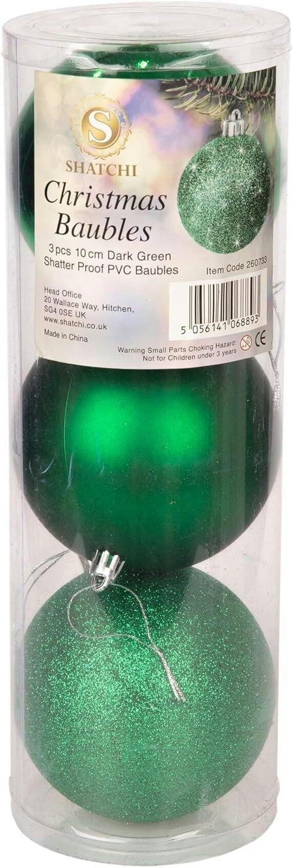 Shatchi 10cm Shatterproof Dark Green Christmas Baubles Set - Pack Sizes for Tree and Home Displays