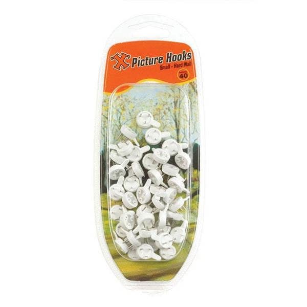 X Hard Wall Hooks Small White Nylon 40pk - One Colour - 