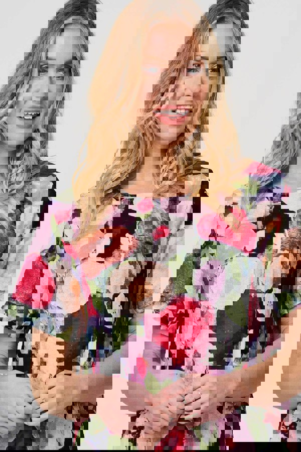 Red | Abstract Relaxed Short Shift Dress
