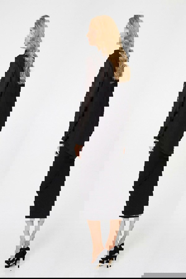 Black | Floral Lace Semi Sheer Long Sleeve Shirt
