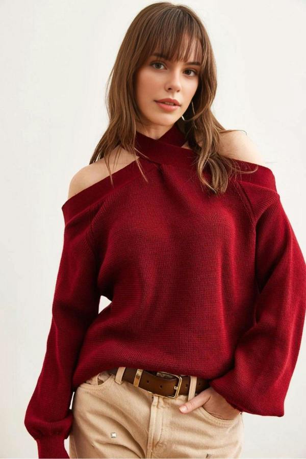 Hoxton Gal Cross-Neck Knit Sweater
