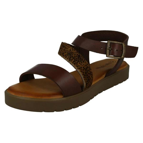 Leather Collection Ladies Leather Collection Flatform Sandals F00204