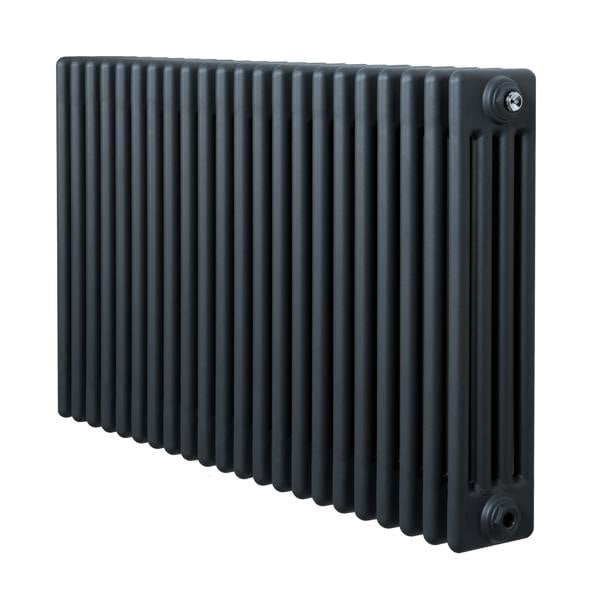 Traditional 4 column radiator in anthracite grey, featuring a sleek, modern design with a textured finish and vertical lines