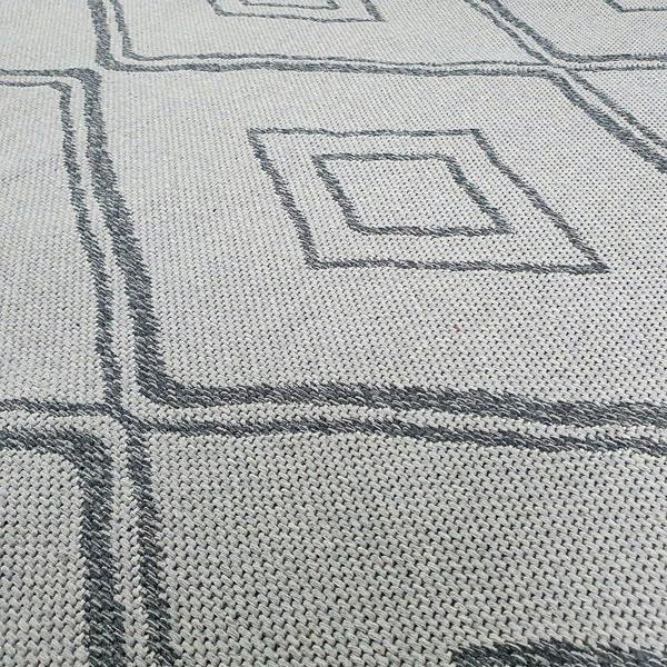 Cream Grey Rug Diamond Pattern 100% Cotton Washable Flat Weave Carpet Woven Living Room Bedroom Mat