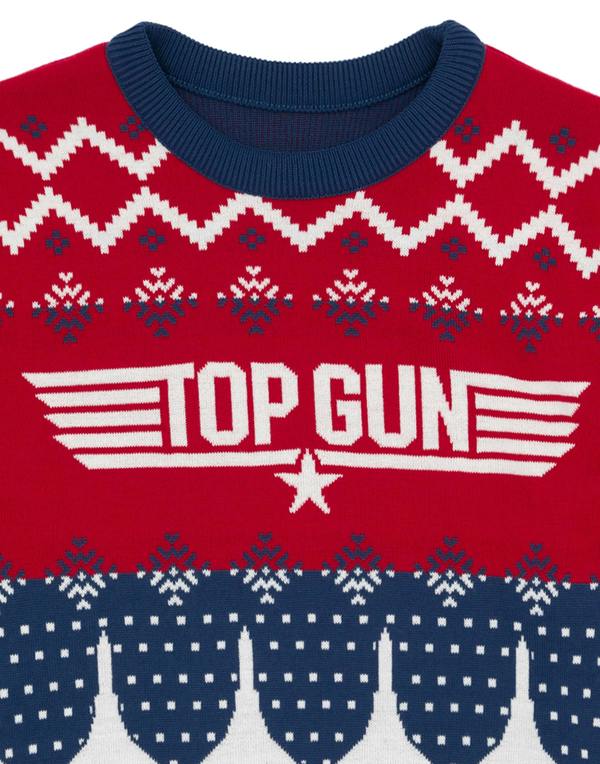 Top Gun Mens Blue Knitted Christmas Jumper Jumper