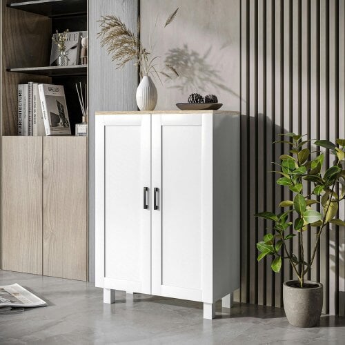 HOMCOM Sideboard Storage Cabinet with Adjustable Shelf 90cm, White