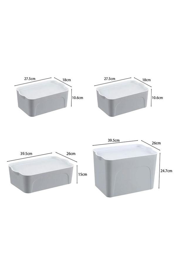 Living and Home 4pcs Plastic Storage Boxes Box With Lids Home Office Room Stackable Multipurpose