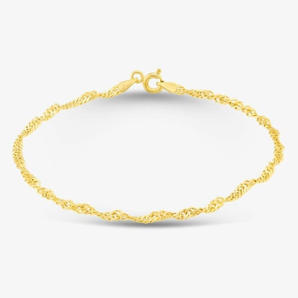 T. H. Baker 9ct Yellow Gold 19cm Twisted Curb Chain Bracelet 1.23.6582