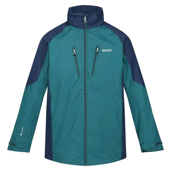 Regatta Mens Calderdale IV Waterproof Softshell Hooded Walking Jacket - Pacific Green/Admiral Blue - 