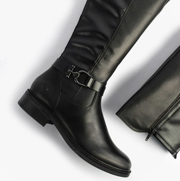 Remonte Womens Leather Tall Knee High Boots Black