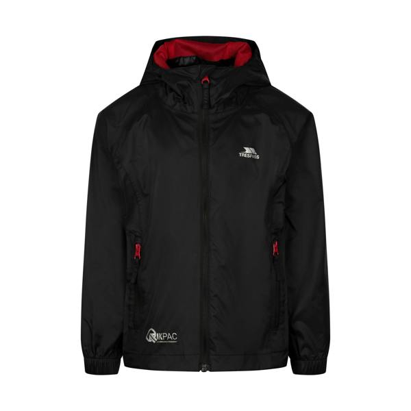 Trespass Childrens/Kids Qikpac Packaway Jacket - Black/Red - 