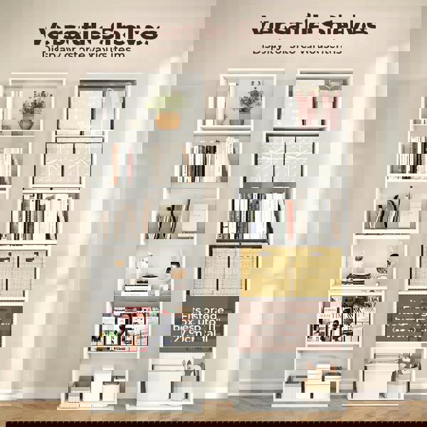 Levede Slim 6 Tier Bookshelf Narrow Bookcase  Storage Shelf Organizer Unit White