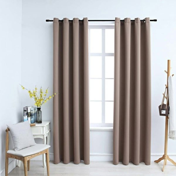 Berkfield Blackout Curtains with Metal Rings 2 pcs Taupe 140x175 cm