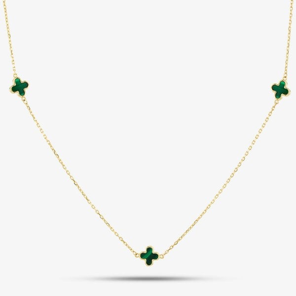 T. H. Baker 9ct Yellow Gold Malachite Petal Necklace 1.19.1620