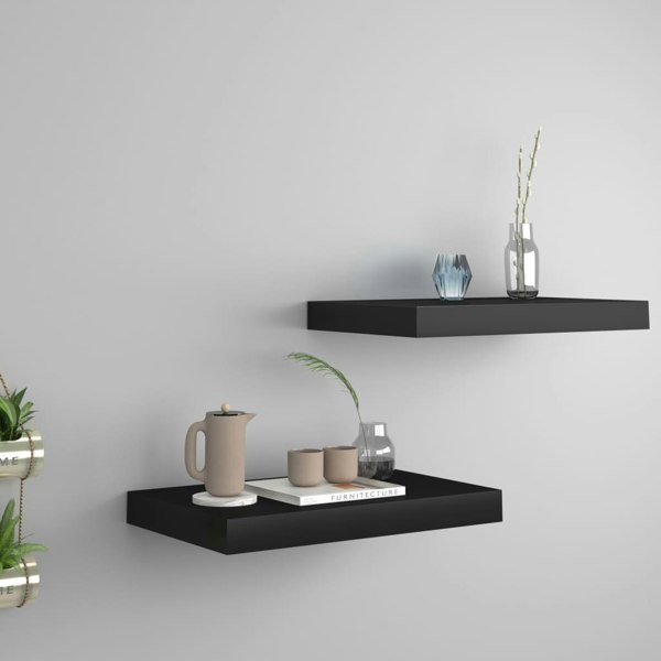 Berkfield Floating Wall Shelves 2 pcs Black 40x23x3.8 cm MDF