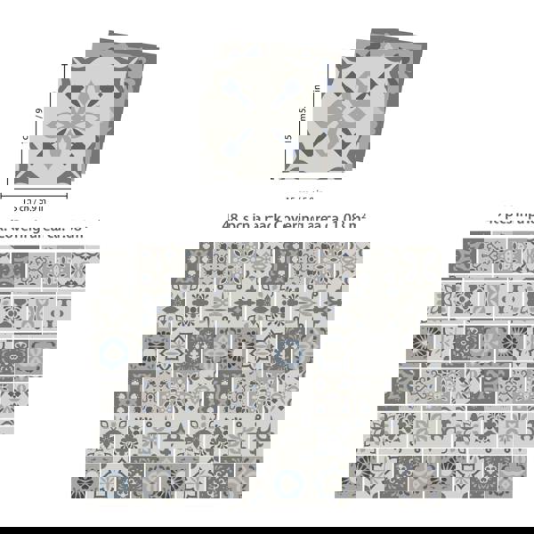 WT1563 - Palace Light Grey Moroccan Wall Tile Sticker Set - 15 cm x 15 cm - 24 pcs