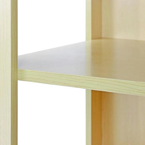 Fusion Maple Shop Counter features smooth, light maple finish with clean lines, showcasing sturdy shelves for retail display