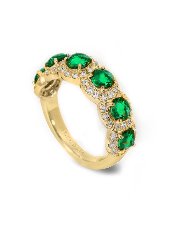 Gemdaia Stellar Medley Ring: Emerald & Diamonds