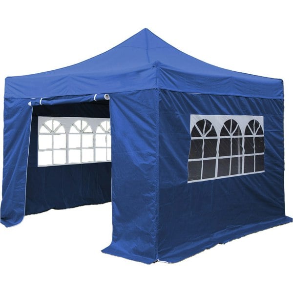 3x4.5m Pop-Up Gazebo & Side Walls Set BLUE Strong Outdoor Garden Pavillion Tent