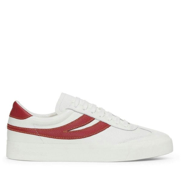 Superga Unisex Adult 4834 Club S Swallow Contrast Detail Vegan Leather Trainers - White Avorio/Red/Yellow