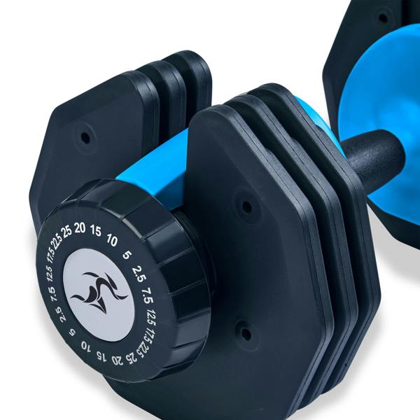 Homeology Urban25 Adjustable Smart Dumbbell 2.5kg to 25kg Single Home Fitness Training Weights Black Blue
