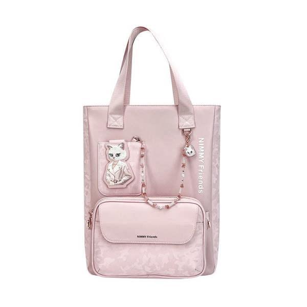 Nimmy Friends Nimmy Magnetic Fashion Series Combo White Cat Laptop Backpack with Detachable Pouch Pink - N-CXMC-STSJDNBZH-04