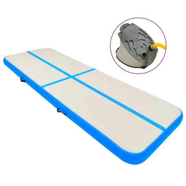 Berkfield Inflatable Gymnastics Mat with Pump 300x100x15 cm PVC Blue