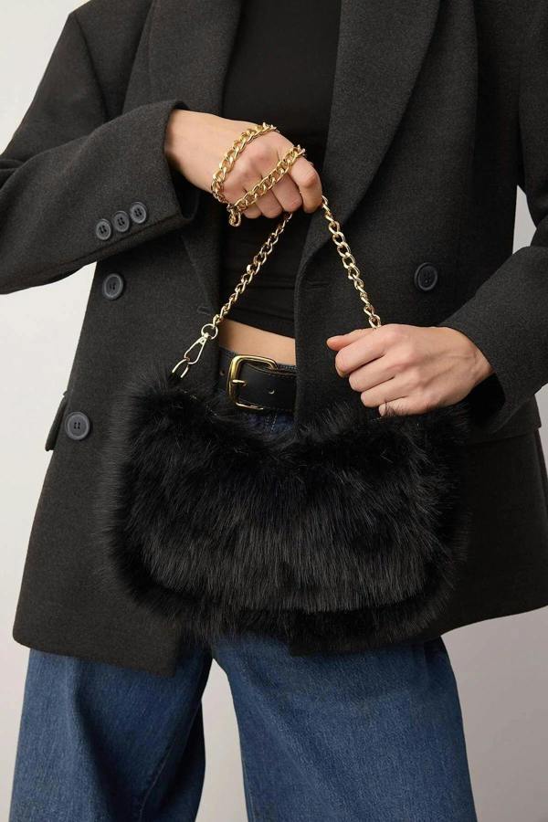 WOVCOR Chain Strap Faux Fur Women's Shoulder Bag