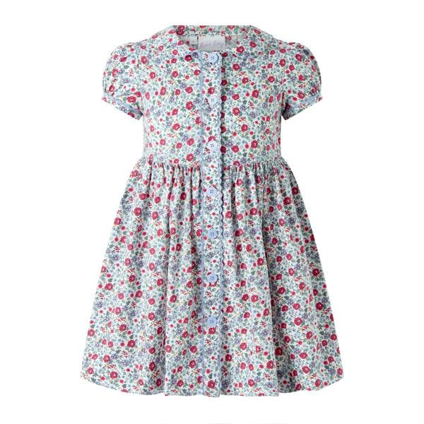 Rachel Riley Blue Floral Button-front Dress