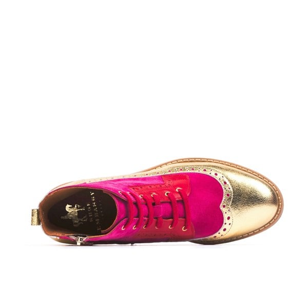 Embassy London Hatter - Ultra Glam - Women's higher ankle boot in red, pink and golden leather