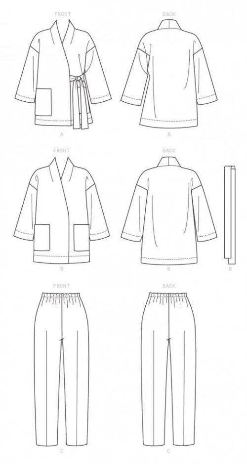 Vogue Sewing Pattern 9334, Jackets, Belts, Trousers, Robes for Women, ZZ (LRG-XLG-XXL) - Easy