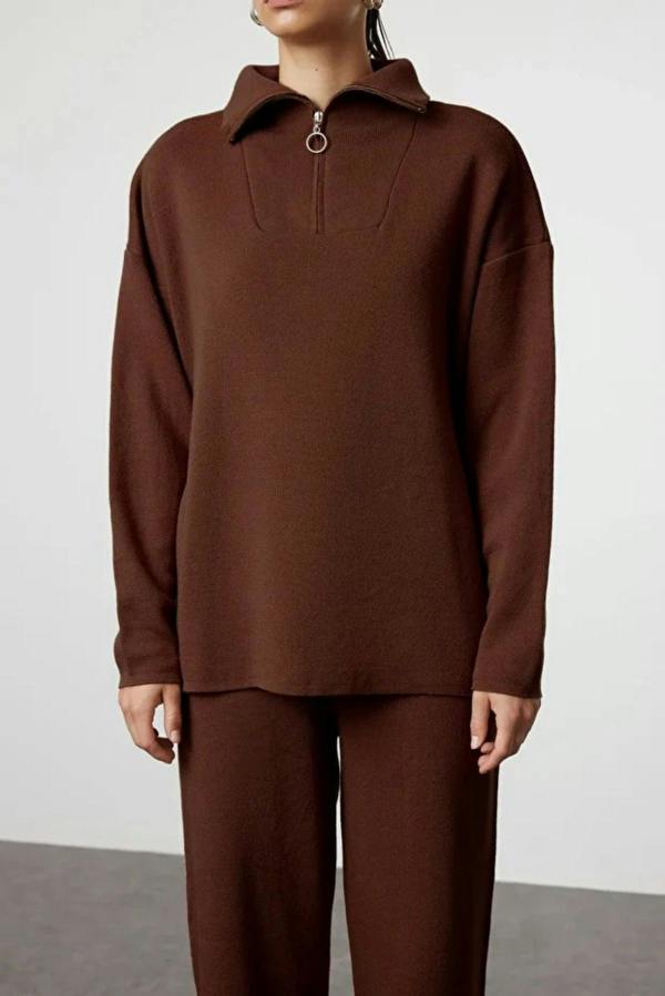 WOVCOR 2-Piece Loose Fit Zip-Up Knit Top & Pants Set