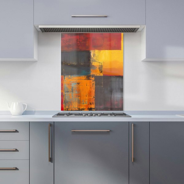 Warren Reed - Designer Golden Blocks Of Abstract Kitchen Splashback