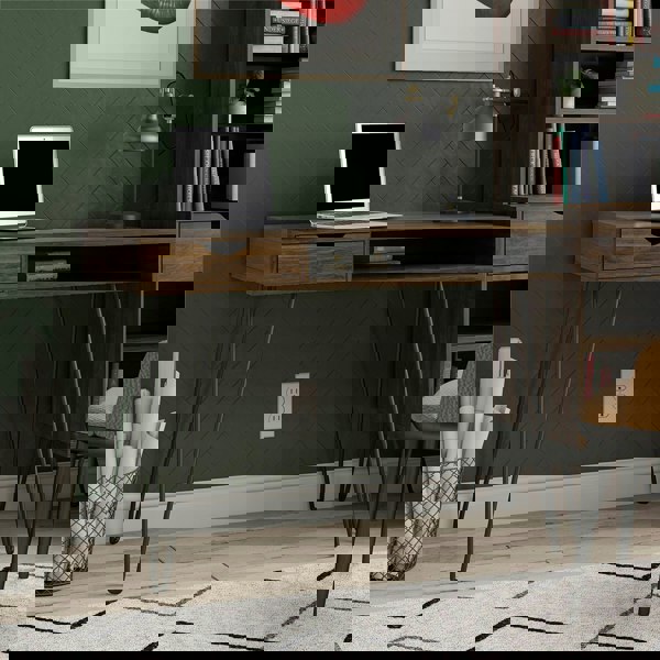 Dorel Home Concord desk with storage in walnut