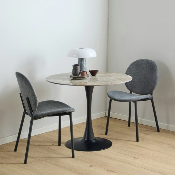 Furniture To Go Malta Ceramic Round Dining Table Brown/Black 90x75 cm