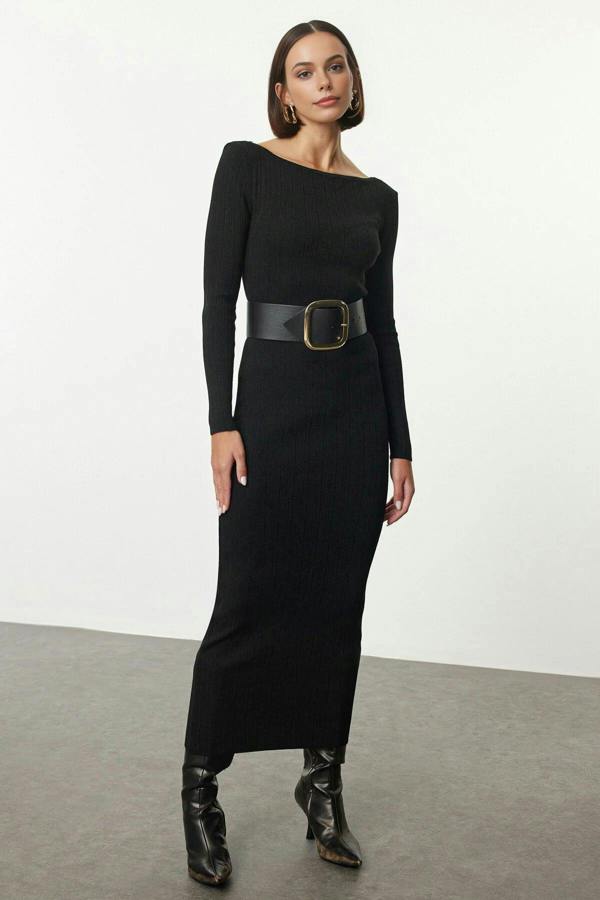 WOVCOR Mercerized Look Maxi Knit Long Dress